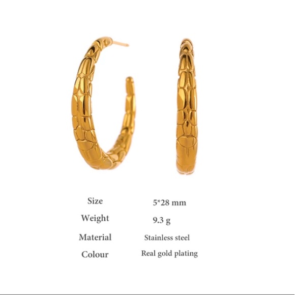 💛Gold plated snails texture earrings - Picture 3 of 5